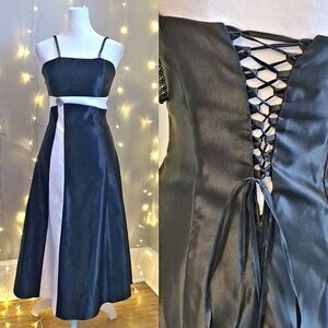 Vintage 90s Jessica McClintock Gunne Sax Formal Rhinestone Corset Back JR 3